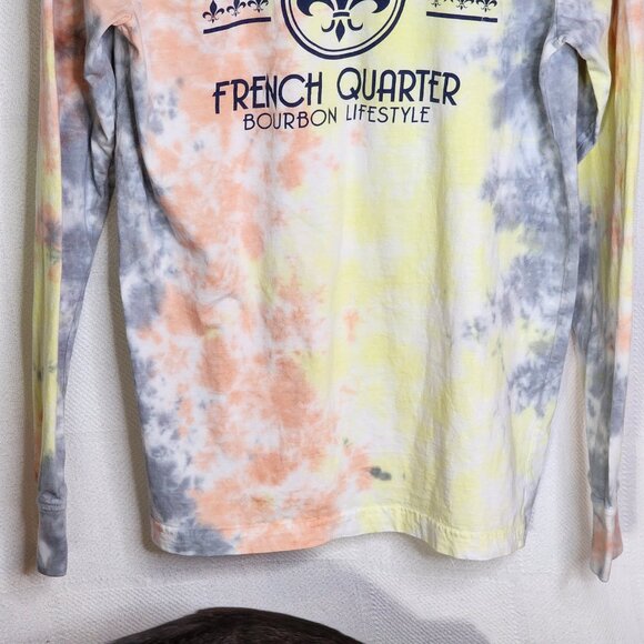 Southern Spirit Multi Color Blue Yellow Orange Tie Dye Cotton New Orleans Tee M - Picture 12 of 16